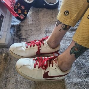 Nike Womens  White Sneakers with Red Accents